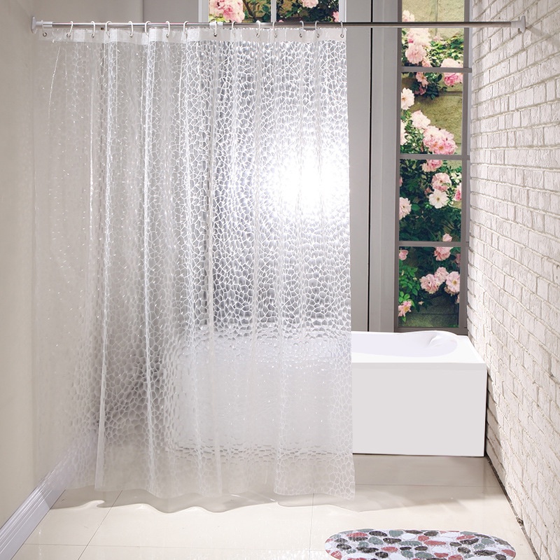 Clear Shower Curtain Liner with 12 Hooks, Water Repellent Shower