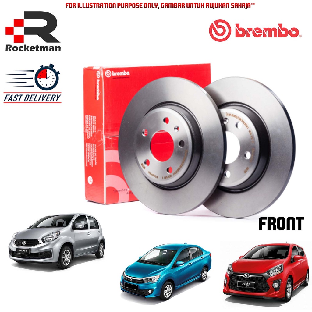BREMBO FRONT DISC ROTOR PERODUA MYVI LAGI BEST 20112017 BEZZA AXIA (1PAIR) (09.E067.11