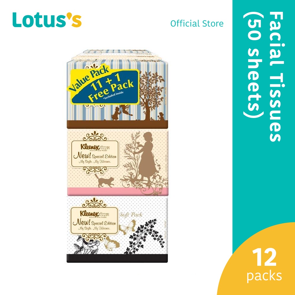 Kleenex Vintage Facial Tissues Value Pack 12 X 50S Shopee Malaysia
