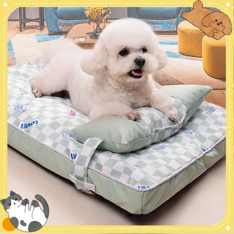 READY STOCK ฅRUVANฅ Cotton Pet Bed with Removable Pillow Dog Bed Cat