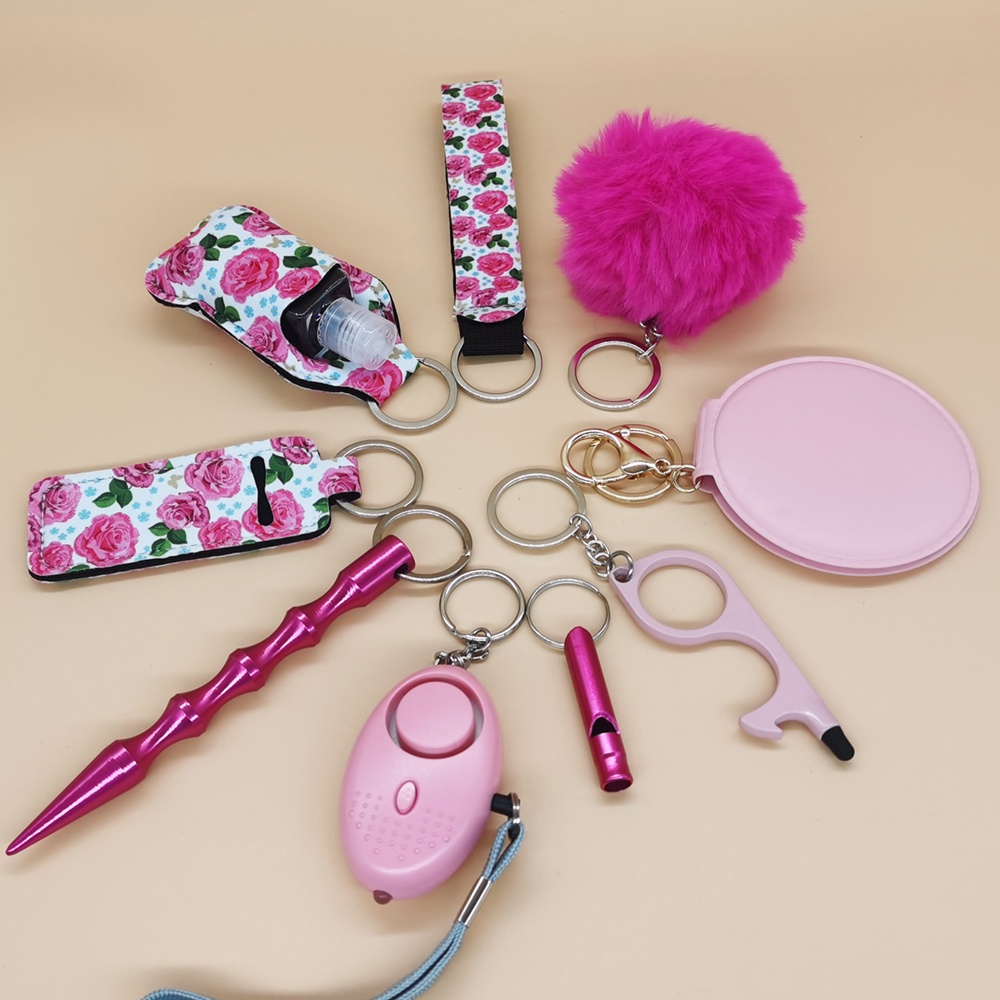 10piece Alarm Keychain Female Selfdefense Keychain, Girl Selfdefense