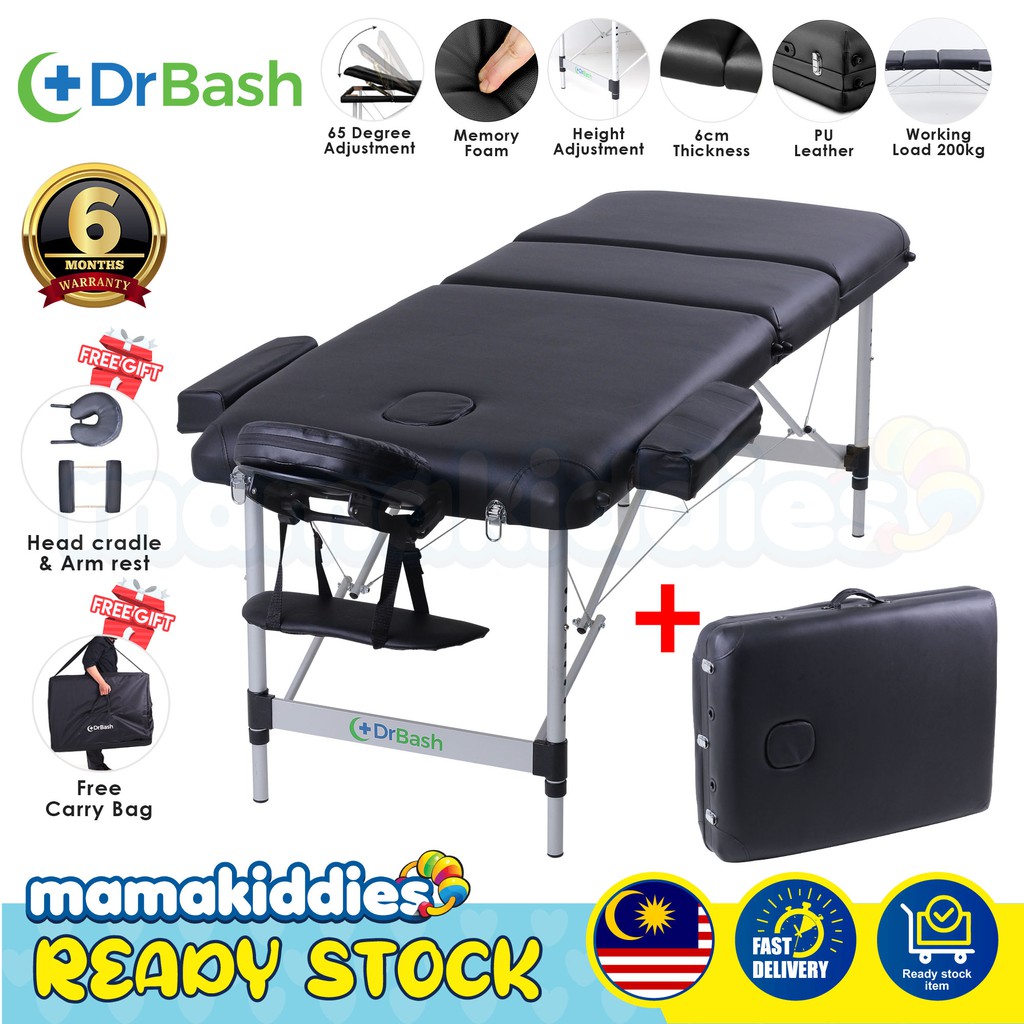 Katil Kulit🔥 Portable Aluminium Massage Bed Facial Bed Beauty Bed Premium PU Leather 6cm 3