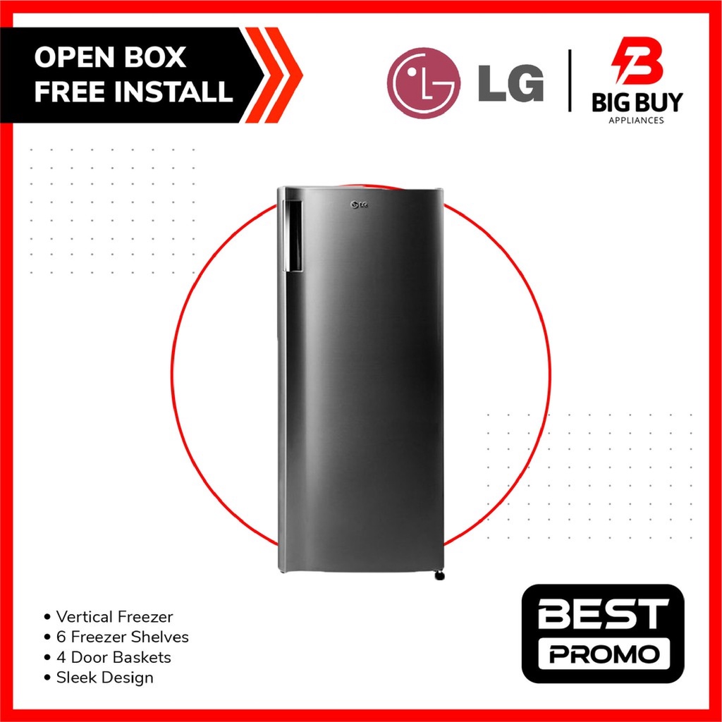 LG 171L Vertical Freezer With Smart Inverter GN304SLBT Black Shopee