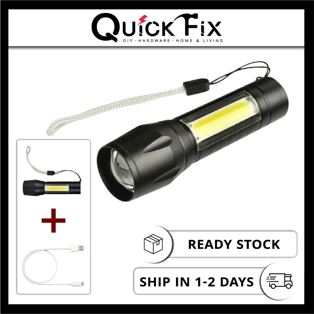 QuickFix Rechargeable Hiking Camping Torch Light XPE+COB Dual LED