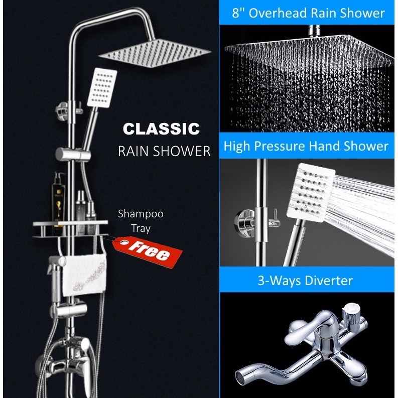 [Ready Stock] Classic Rain Shower & Bath Set for Water Heater (FREE