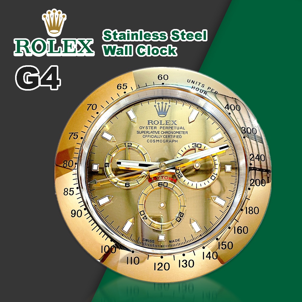 ROLEX Stainless Steel Wall Clock Living Room / GOLD DAYTONA / Glow in