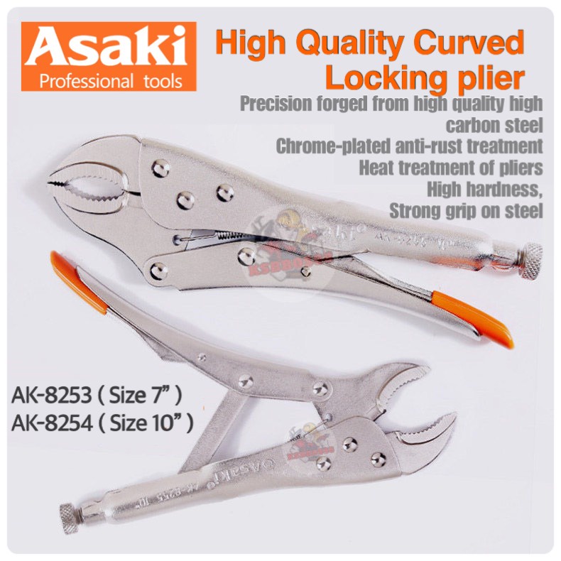 ASAKI HEAVY DUTY CURVE LOCKING PLIERS/ JAW LOCKGRIP PLIER [ SIZE 7