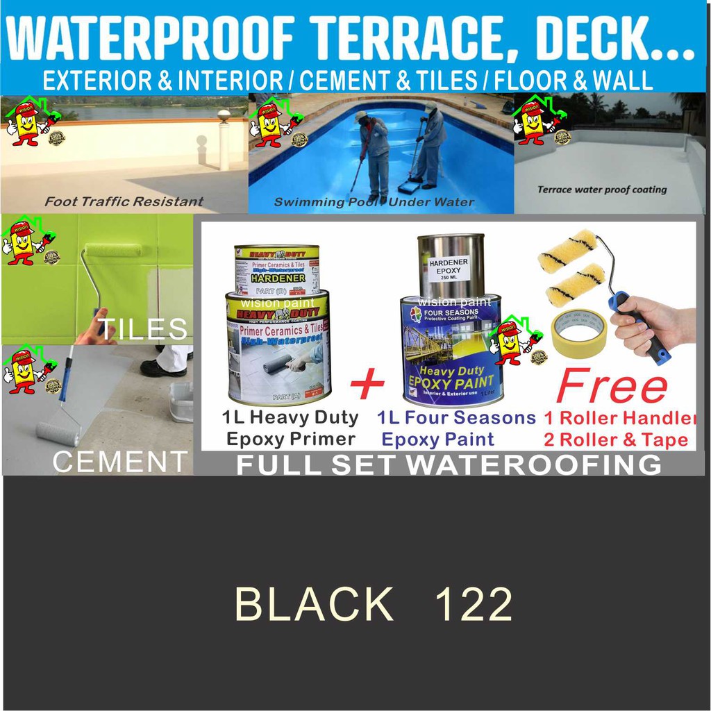 SWIMMING POOL EPOXY PAINT WATERPROOF EPOXY FLOOR COATING ( FULL SET 1L
