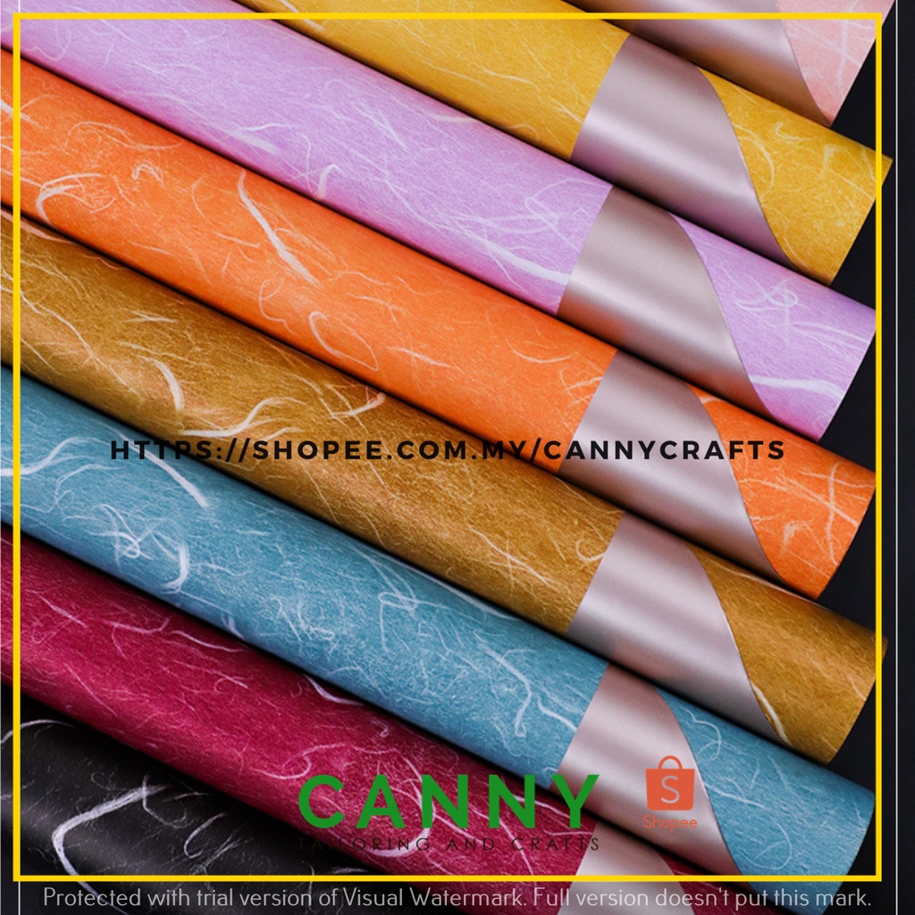 20 PCS SILK FIBRE 2 TONE BRONZE FLOWER WRAPPING PAPER / BOUQUET WRAPPING / KERTAS PEMBALUT