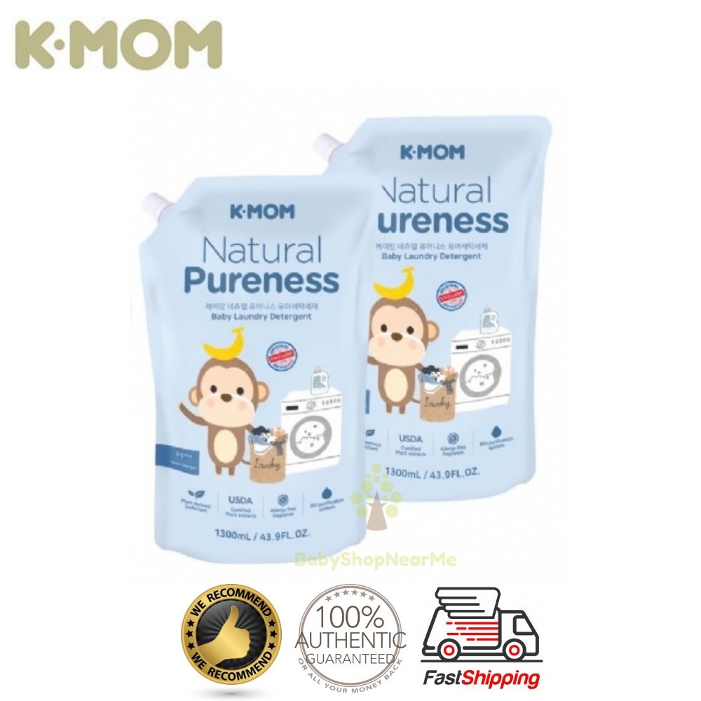 K Mom Natural Pureness Baby Laundry Detergent Refill 1300ml TWIN PACK