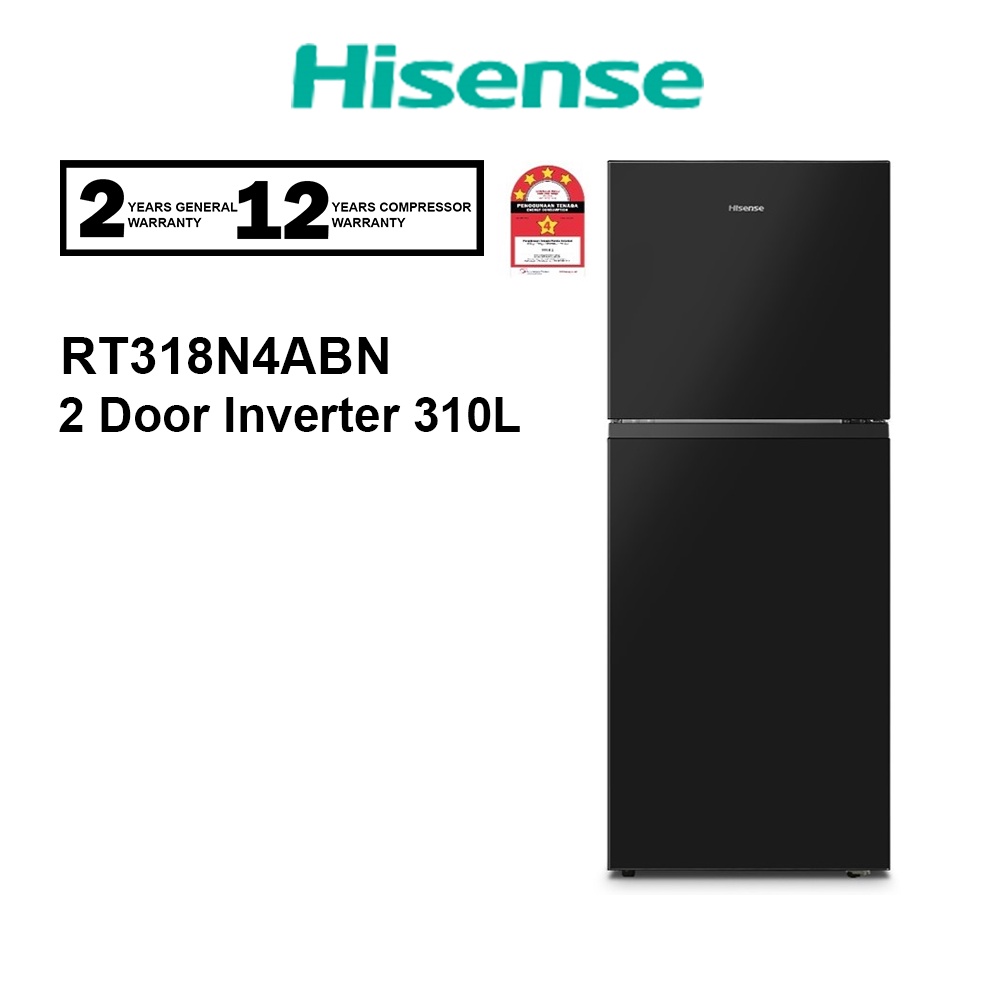 Hisense 310L Fridge RT329N4CGN 2 Door Top Mount Freezer (Silver) / 310L