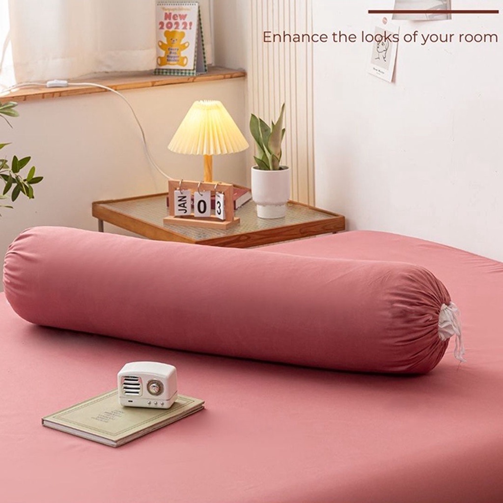 PREMIUM COTTON BOLSTER CASE PLAIN COLOUR SARUNG BANTAL PELUK 105CM X