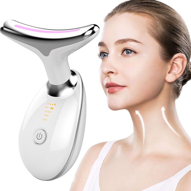 Neck Face Beauty Device 3 Colorful LED Lights Photon Therapy Skin