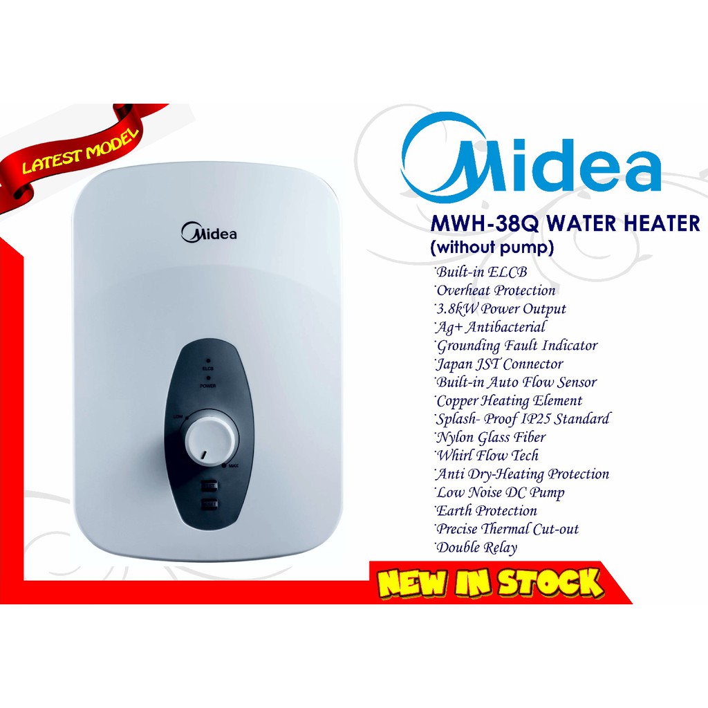 MIDEA WATER HEATER WITHOUT PUMP MWH38Q (WHITE) Shopee Malaysia