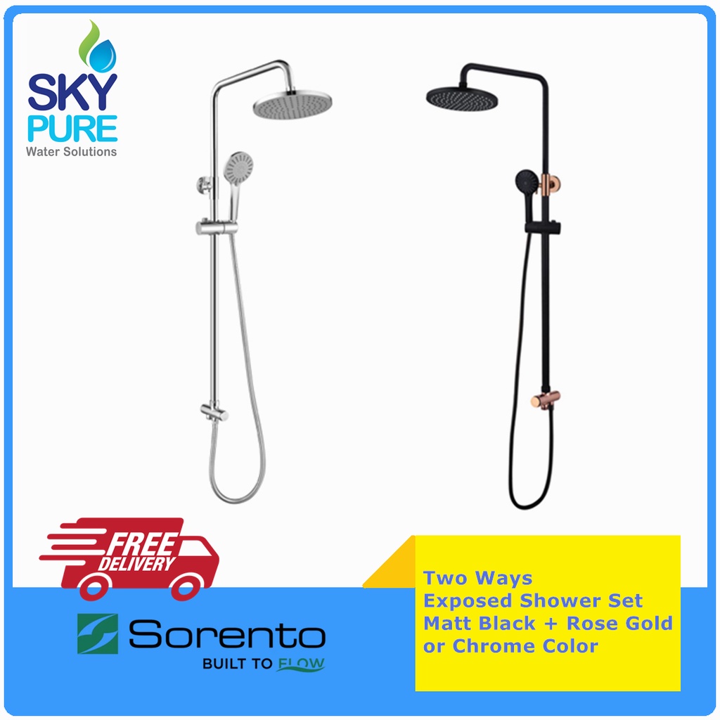 SORENTO 2 Ways Exposed Shower Set Matt Black Rose Gold for Instant
