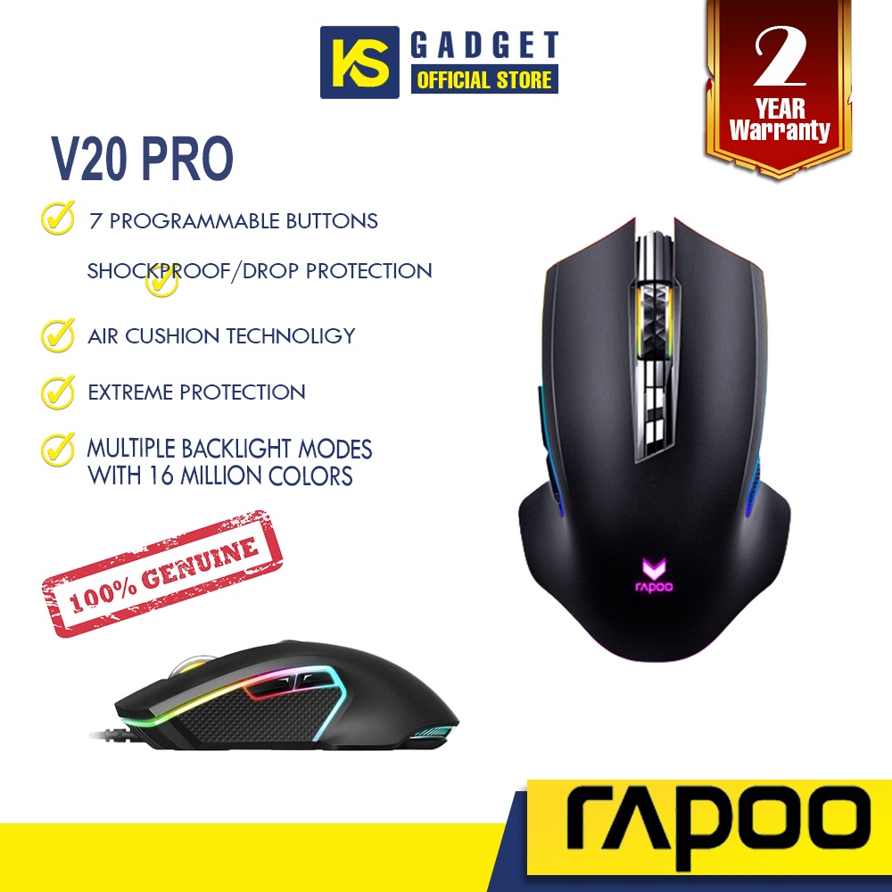 Rapoo V20 Pro Wired/Wireless Gaming RGB Mouse Black / 2 Year Warranty