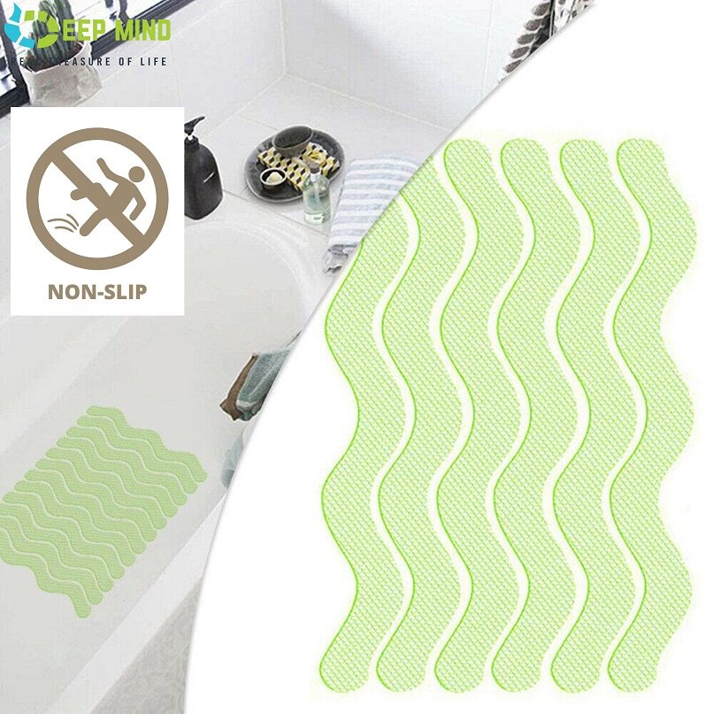 DM 10pcs Anti Slip Bath Grip Wave Stickers Non Slip Shower Strip Door