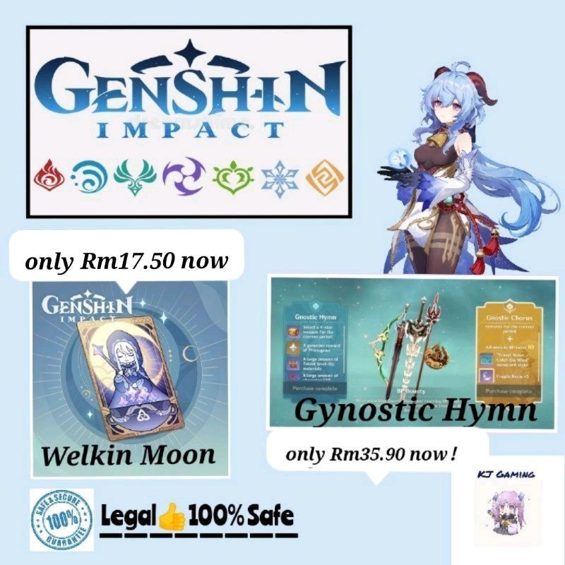 Genshin Impact topup Welkin moon, Gnostic Hymn, Gnostic chorus topup 100legal Shopee Malaysia