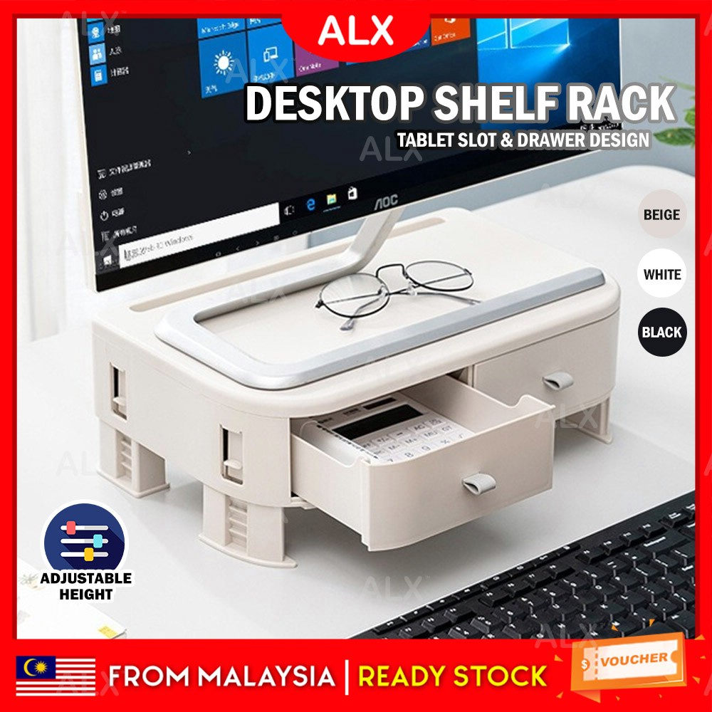ALX Desktop Computer Monitor Heightening Rack Office Desk Storage Box