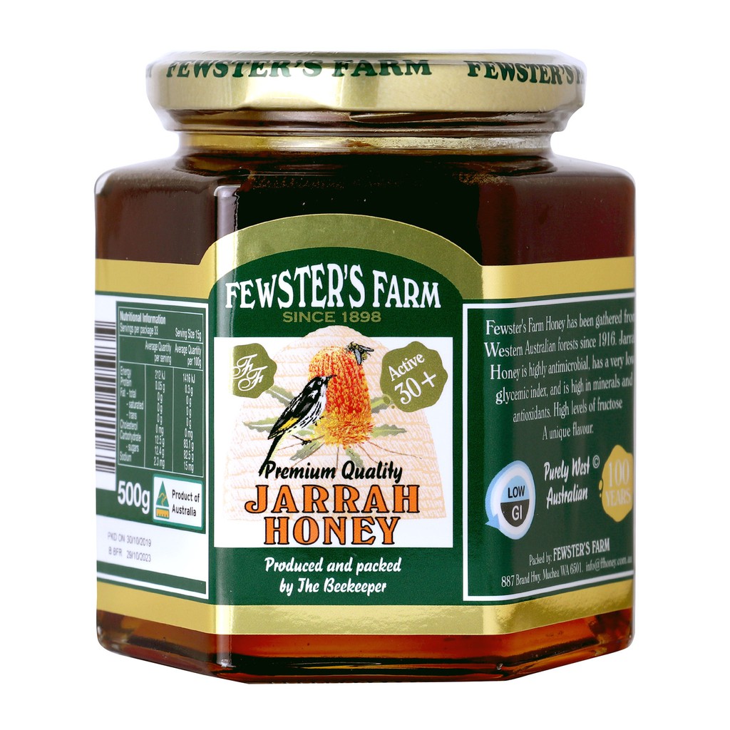 Fewster's Farm Organic Jarrah Honey TA 30+ 500g, Jarrah honey is a rare