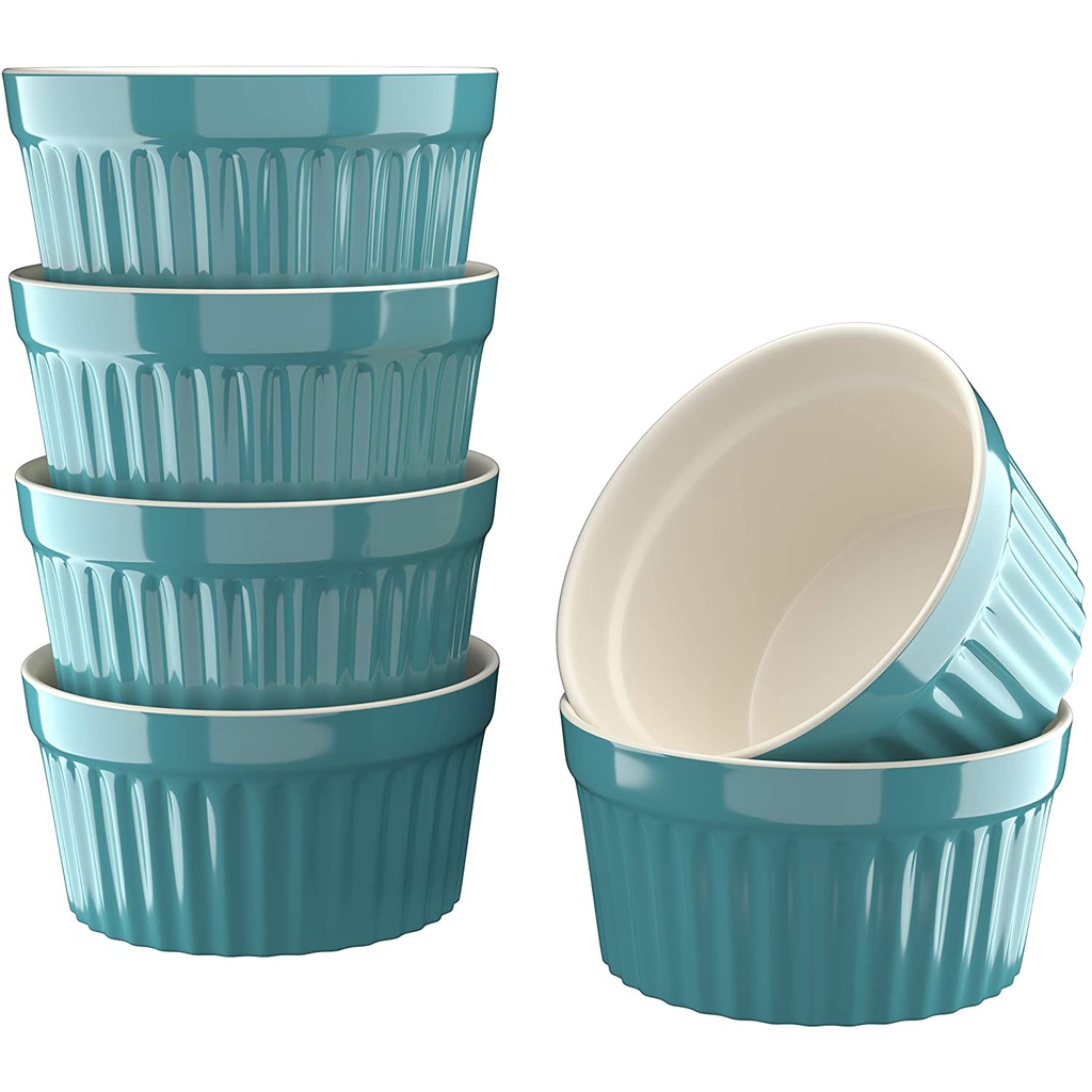 Kook 8 oz Porcelain Ramekins Oven Safe For Baking Pot Pies Creme Brulee