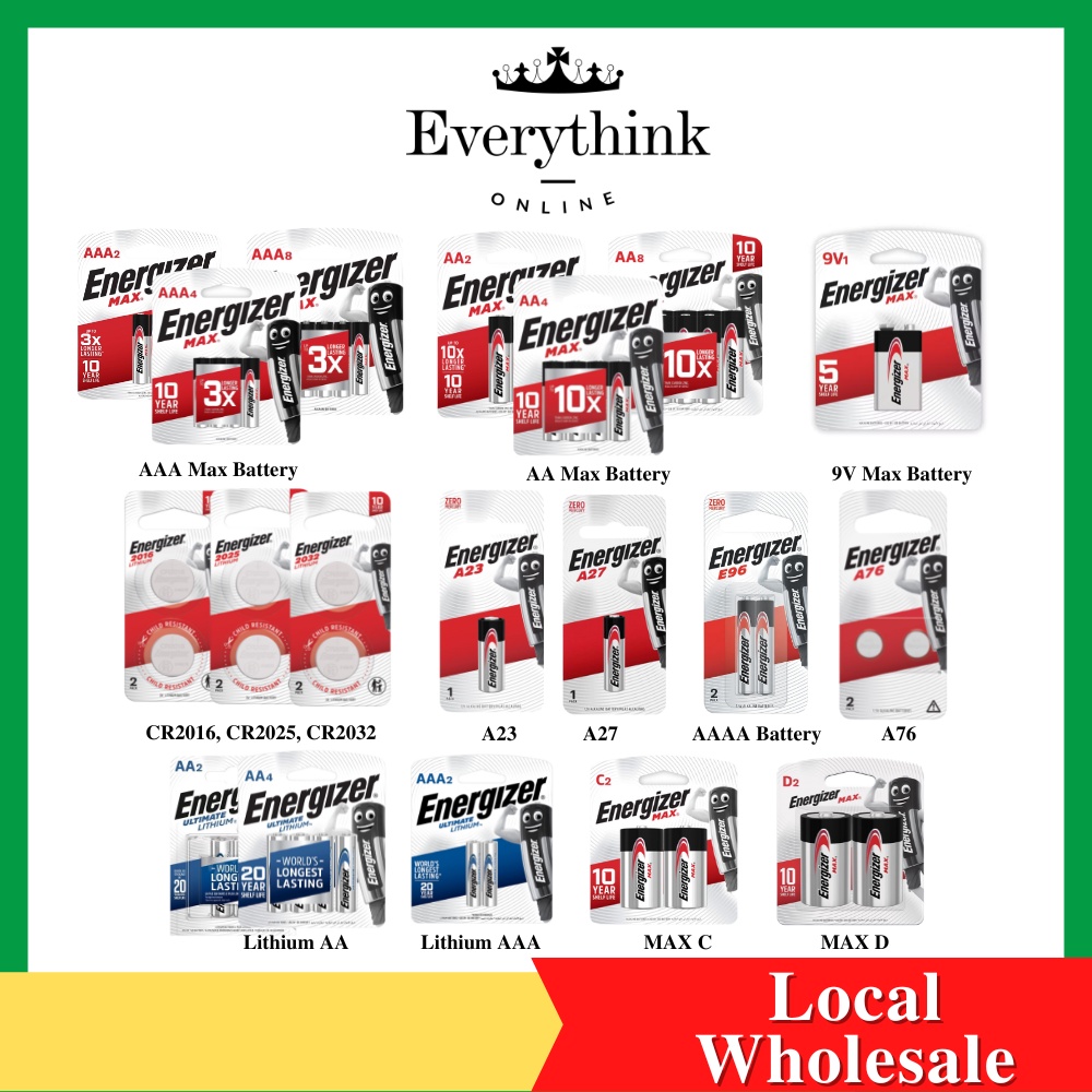 [READY STOCK] ENERGIZER BATTERY AA / AAA / 9V / CR 2016 / 2025 / 2032