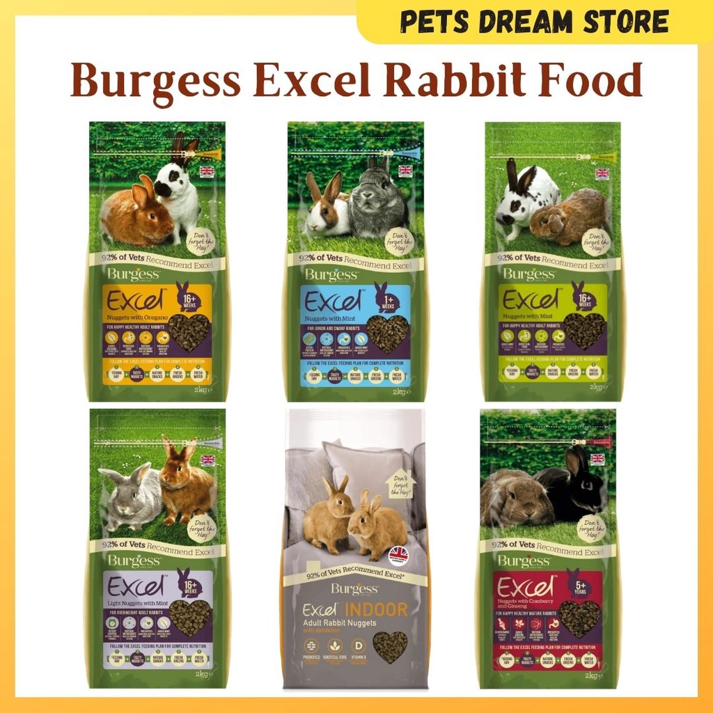 Burgess Excel Rabbit Food UK Import Premium Rabbit Nuggets 2kg bunny