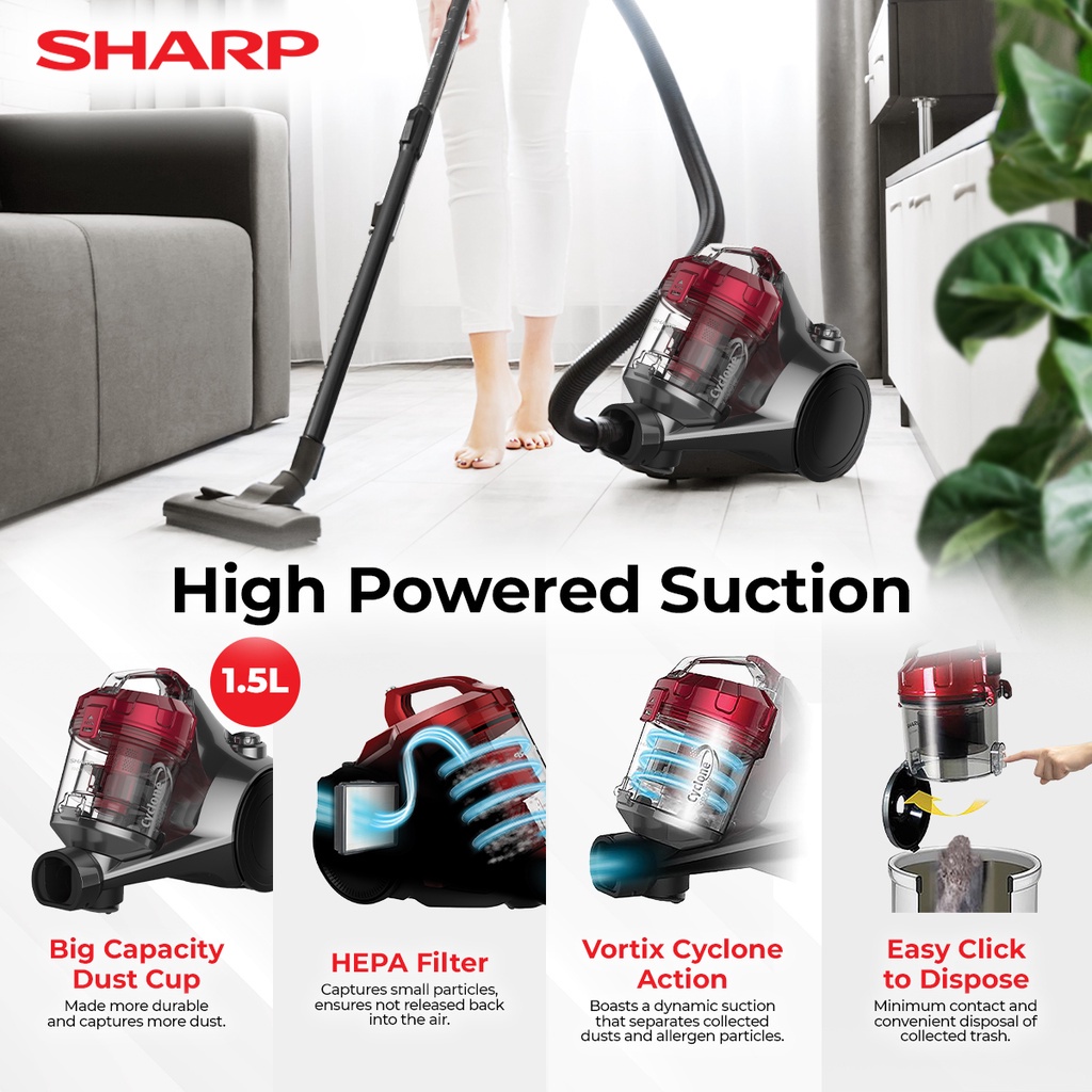 Sharp Midea Khind Vacuum Cleaner Cyclone Vacuum 1.5 Litre 1200W EC1219
