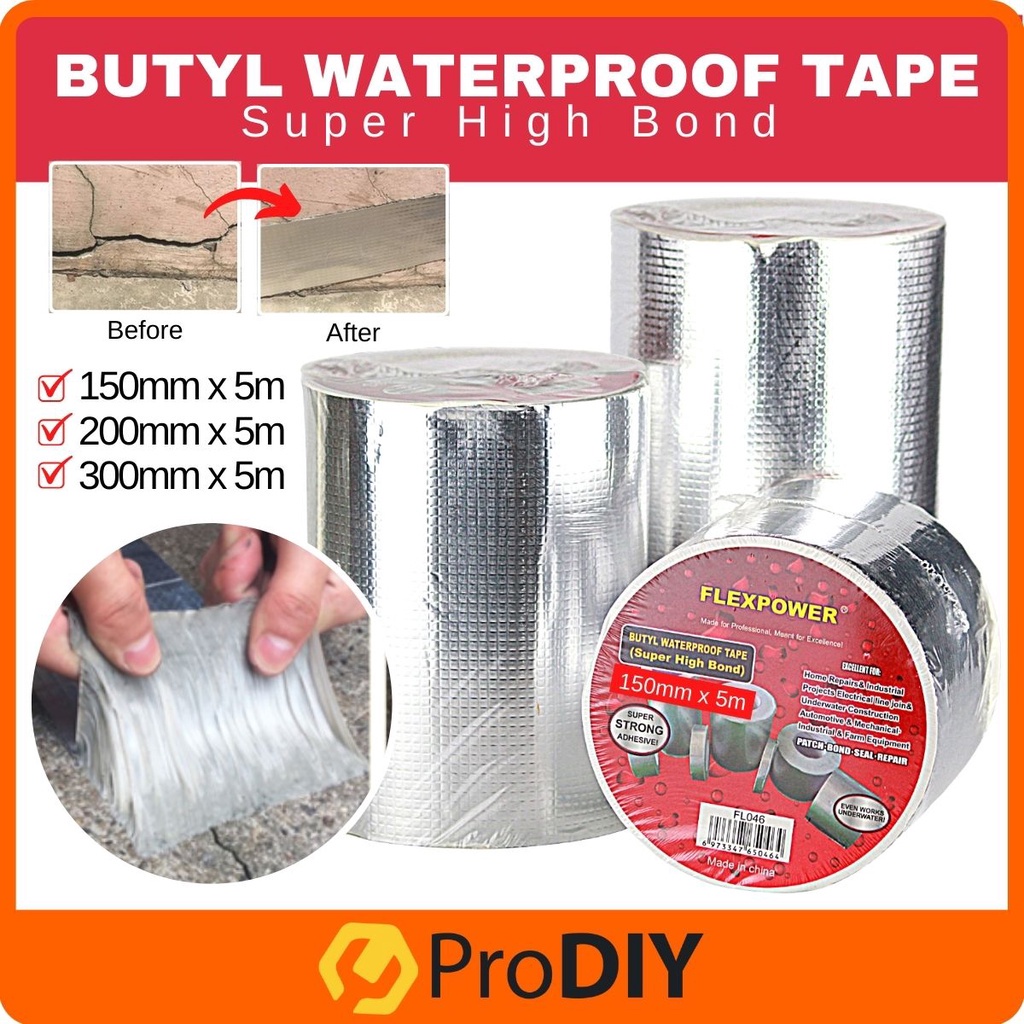 FLEXPOWER 5m Butyl Waterproof Tape Strong Adhesive Crack Repair Anti