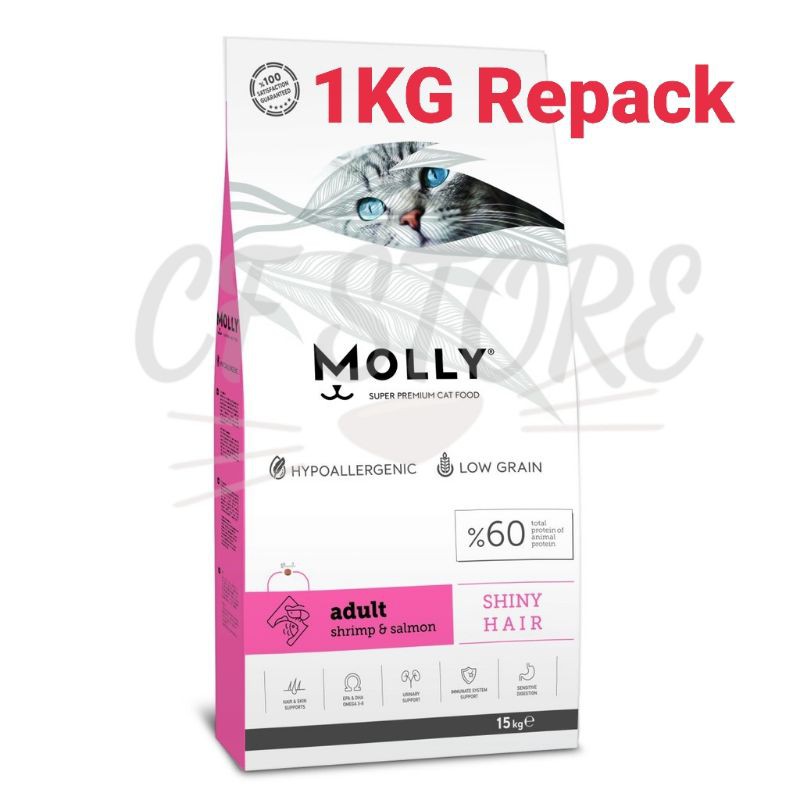 MOLLY Cat Adult Food (Shrimp & Salmon) 1Kg Repack with quality