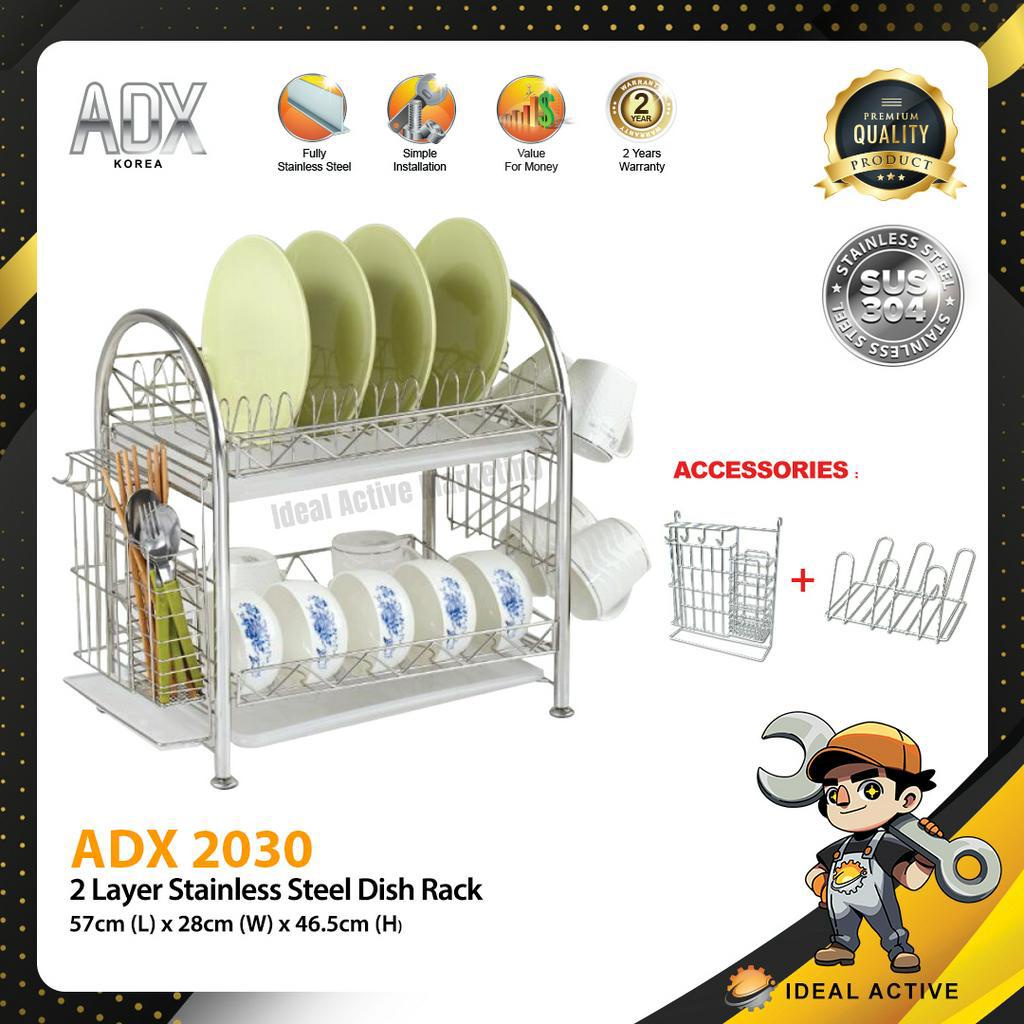 ADX 2030 2 Layer Stainless Steel Dish Rack Shopee Malaysia