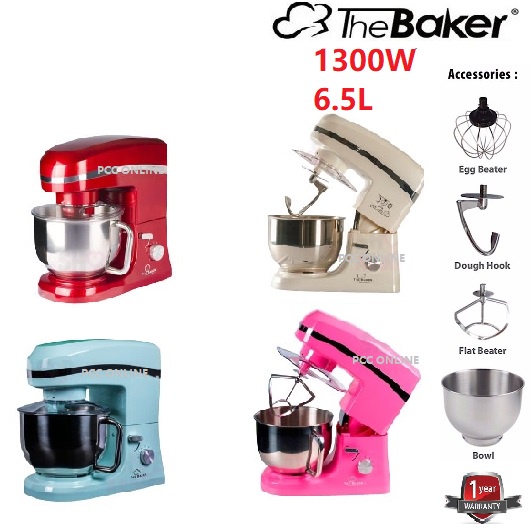 The Baker Stand Mixer Pink/Red/White/Aqua ESM989/ Pengadun Home Bake Cake Cookies Kuih