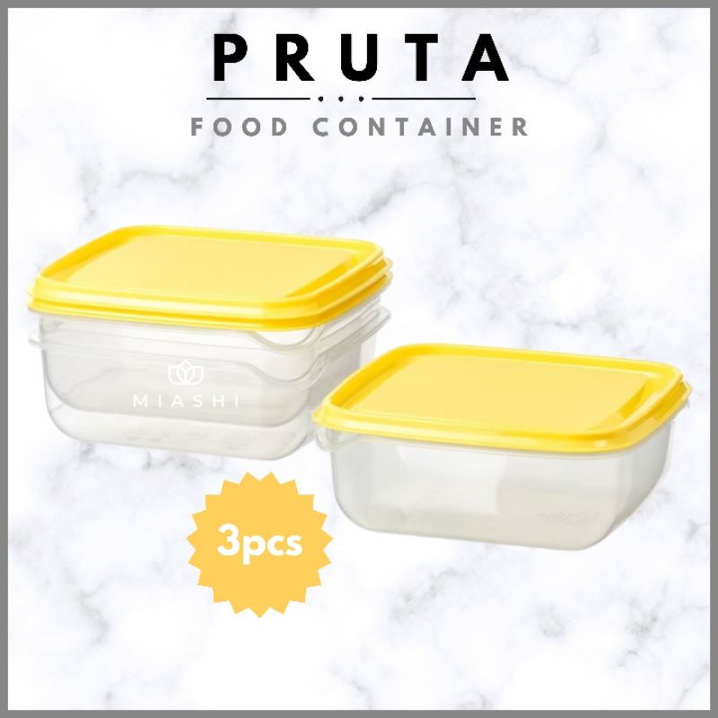 IKEA PRUTA Food container, transparent/yellow, BPA Free, bekas