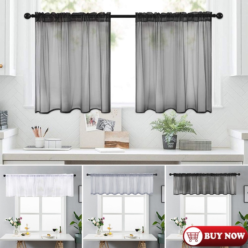 WOW Solid Color Curtain Window Short Curtain for Kitchen Sheer Curtain