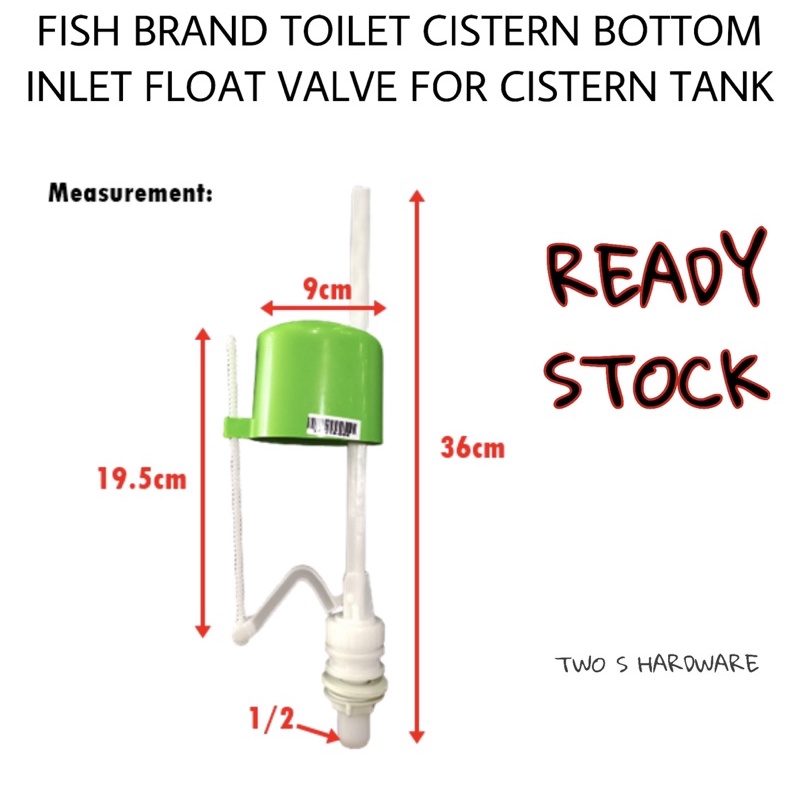 TOILET CISTERN BOTTOM INLET FLOAT VALVE FOR CISTERN TANK [FISH BRAND