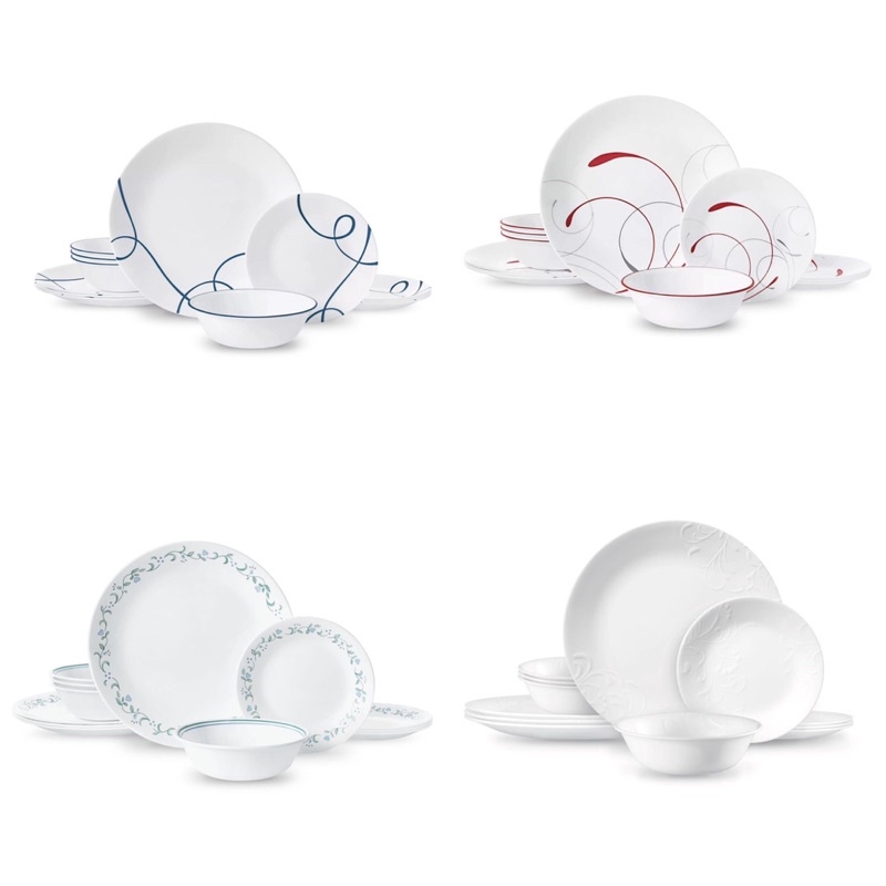 [CORELLE SET] Dinnerware Set 12 pcs, Lia, Madeline Embossed, Country Cottage, Splendor Shopee