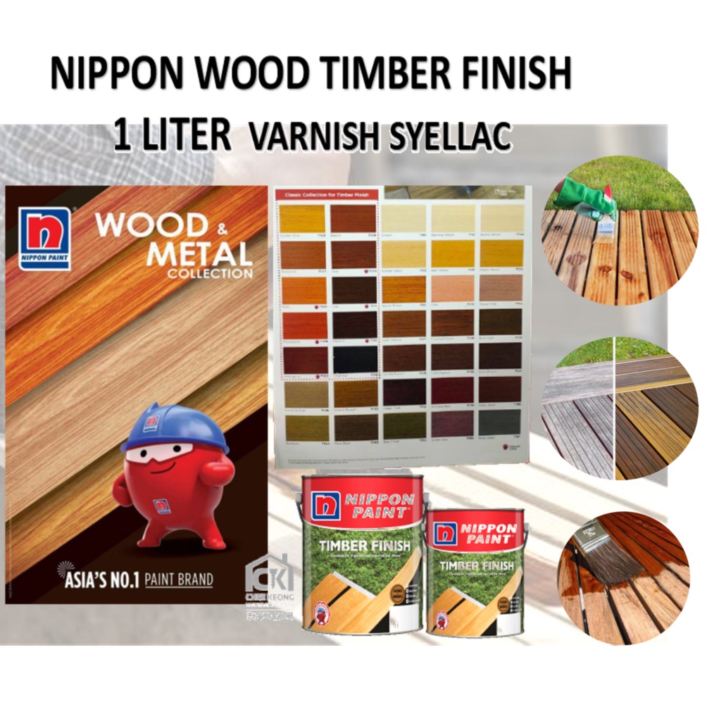1 LITER NIPPON PAINT TIMBER FINISH SYELEK KAYU VARNISH KAYU TIMBER