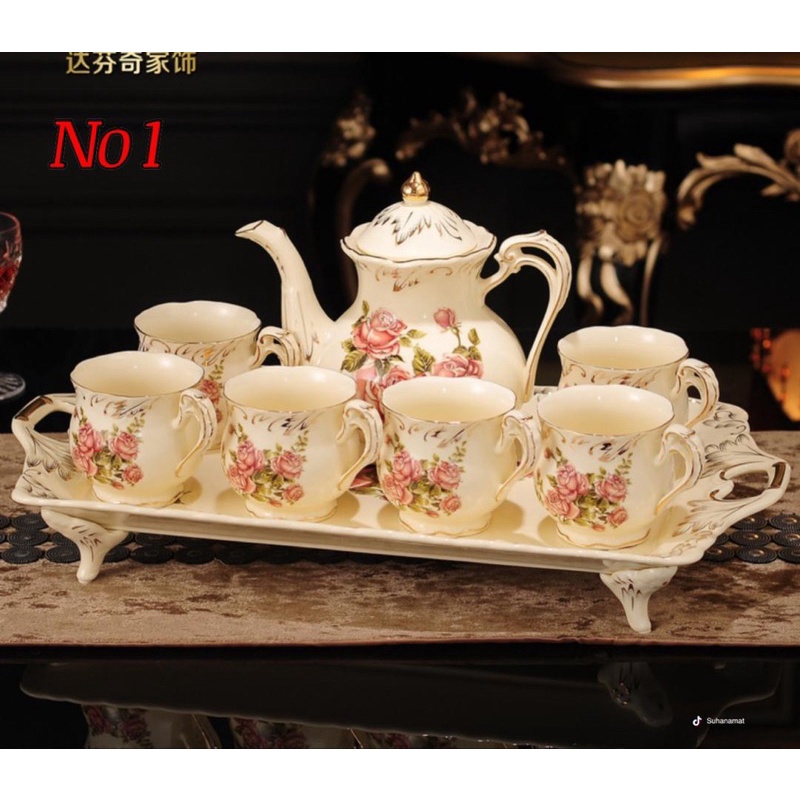 🔥READY STOK🔥Europeanstyle tea set with tray English Tea Cup household