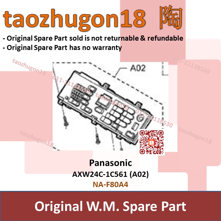 Original Panasonic AXW24C1C561 Washing Machine A02 Controller Unit PCB