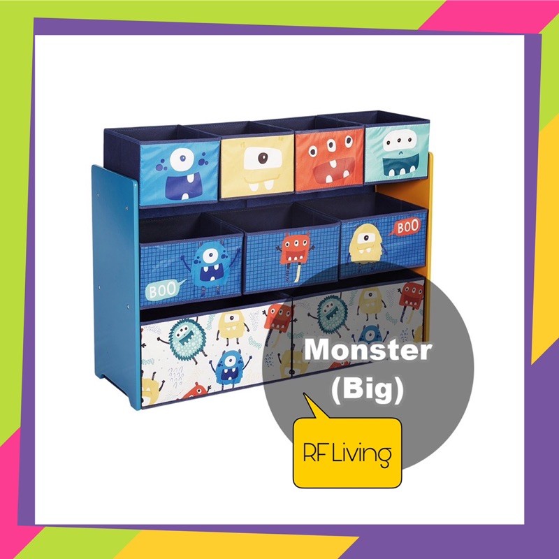 RF Living 3 Tiers 9 Compartments Children Cartoon Toy Storage Rack