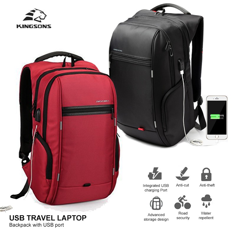 ALX KINGSONS Anti Theft Travel Laptop Backpack Bag 15.6 inch wt USB