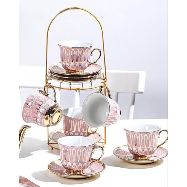High Tea 13 of European ceramic cups, goldplated tea cup and saucer