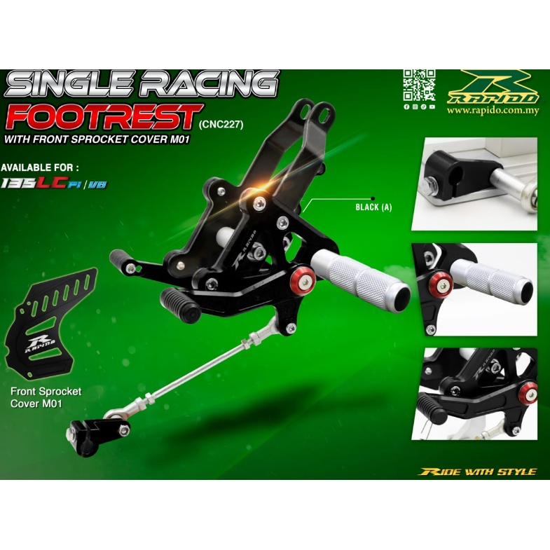 FRONT SINGLE RACING FOOTREST / RAPIDO SINGLE FOOTREST YAMAHA LC135 V8