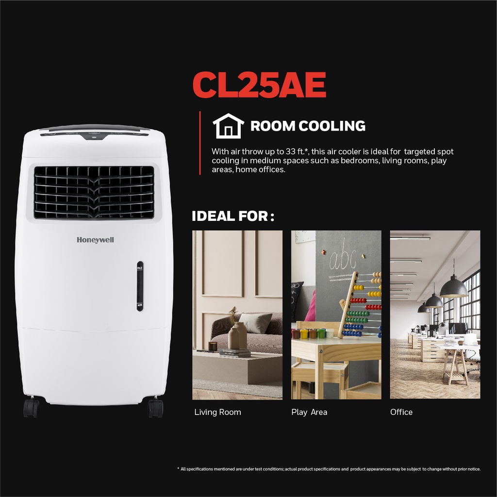 Honeywell CL25AE Evaporative Air Cooler, Fan & Humidifier With Ice