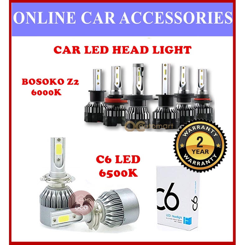 Bosoko Z2 LED 6000K / C6 LED Light Car Headlight Auto Head Lamp 6500k White Light H1 H3 H4 H7