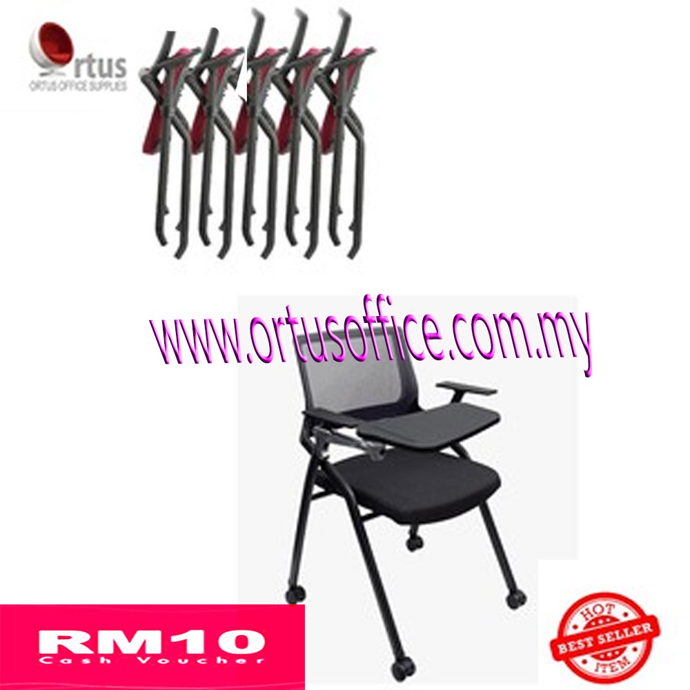 Foldable Study Chair With Tablet & Wheel / Conference chair Shopee