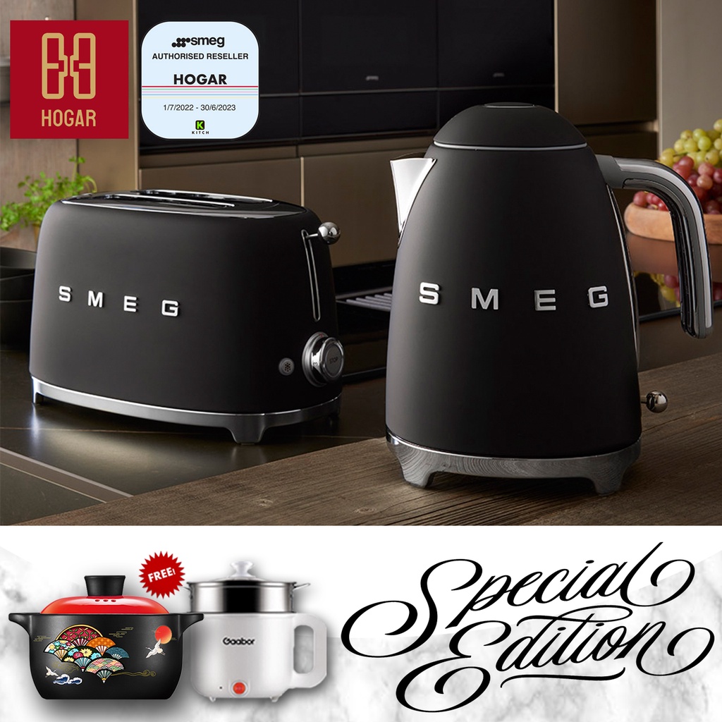 Smeg Toaster Matte Black TSF01BLM & Smeg Kettle Matte Black KLF03BLM