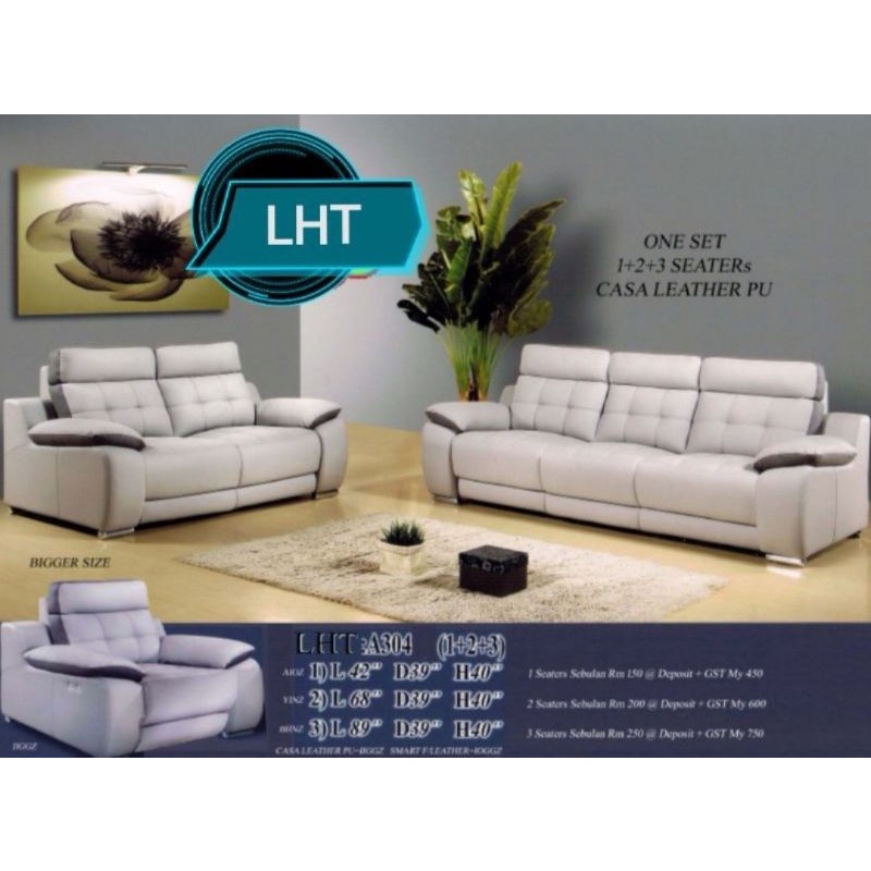 LHT Model A304 💯 Casesar Leather Sofa Set 1+2+3 seaters Shopee Malaysia