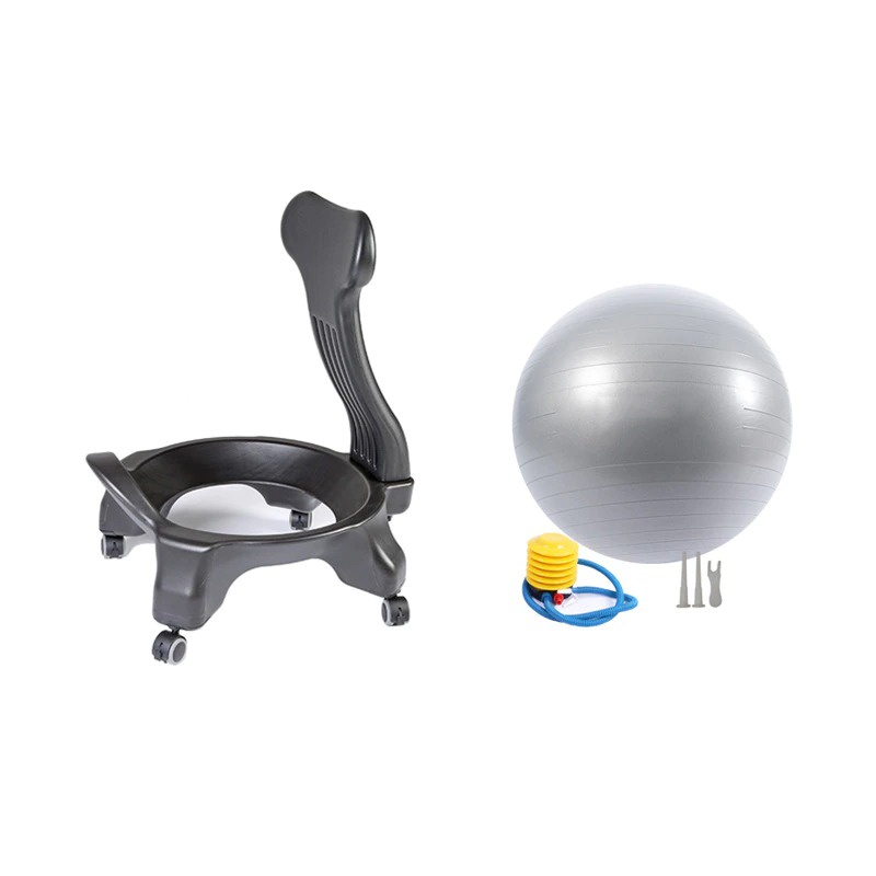 55cm Exercise Ball Chair with Back Support for Home and Office w
