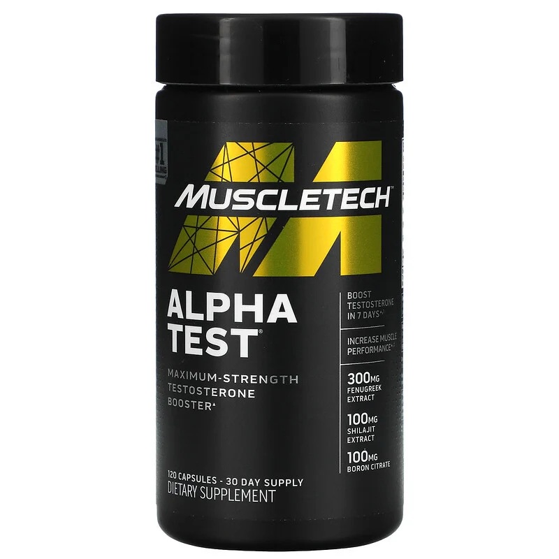 Muscletech Alpha Test 120 Capsules Testosterone Booster Fenugreek